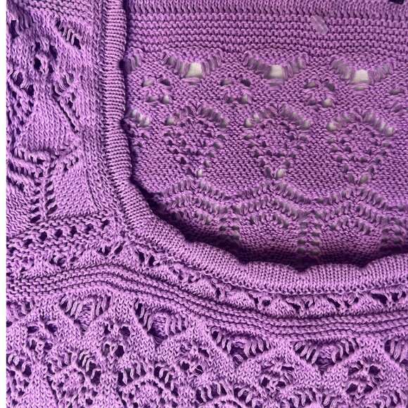Zara Purple Crochet Top Size S – Short Sleeve, Ruffle Detail Top - Picture 4 of 4